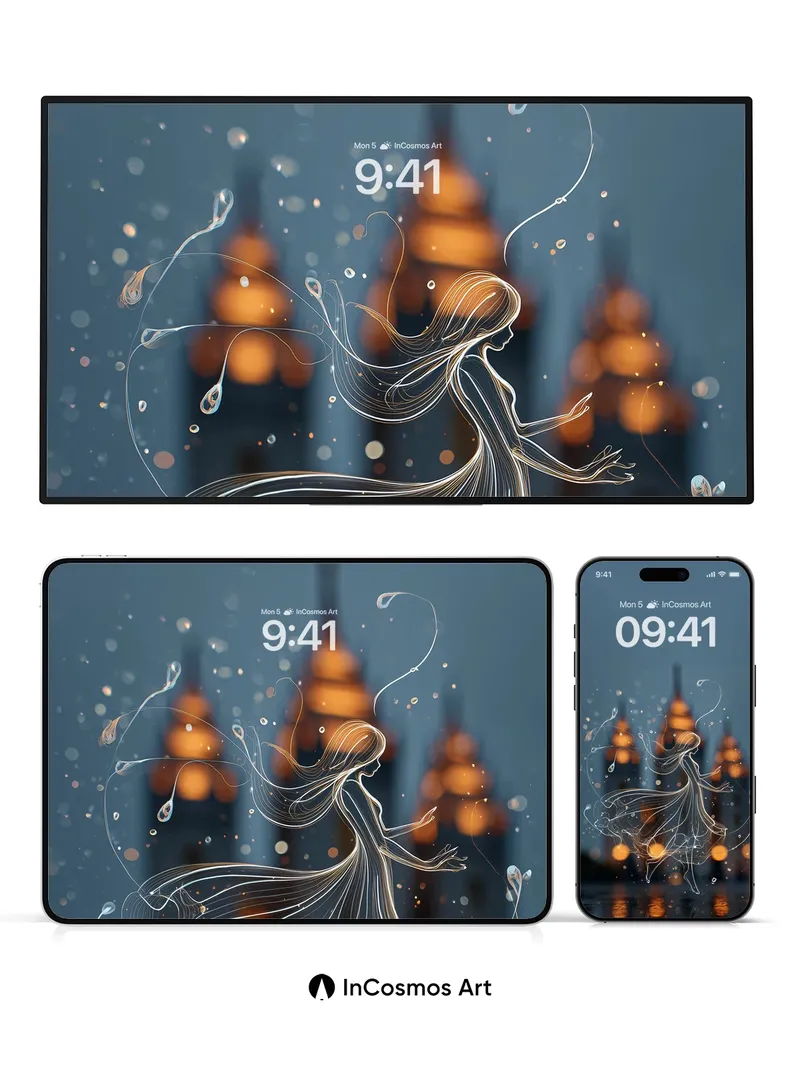 Luminous Dance Wallpaper with Ethereal Lines