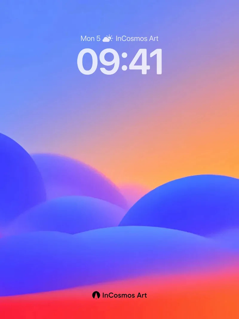 Luminous Horizon Wallpaper with Floating Forms