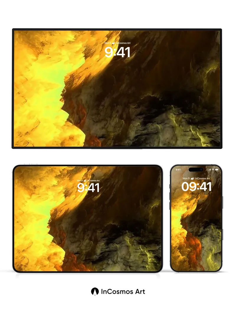 Golden Storm Wallpaper with Luminous Fractures