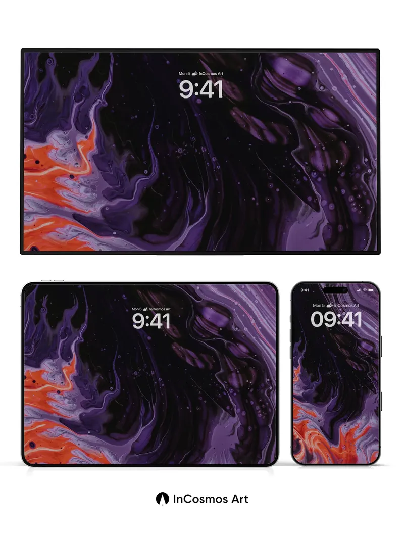 Cosmic Ember Wallpaper with Luminous Veins