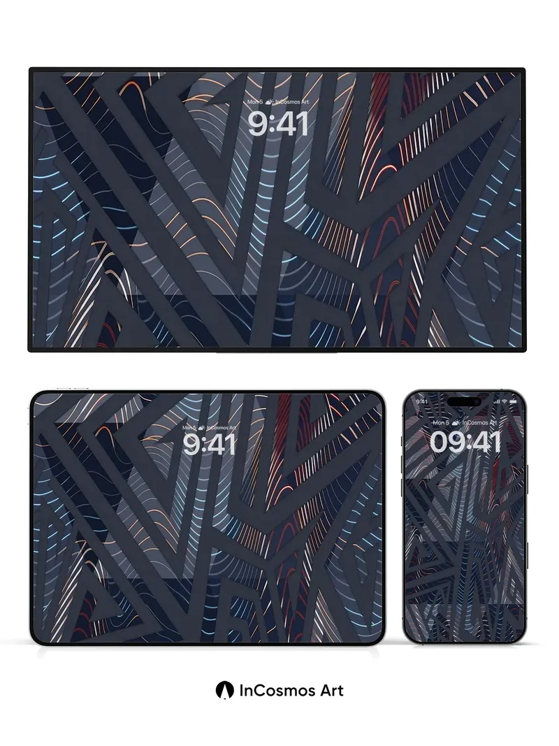 Shadowed Geometry Wallpaper with Woven Light