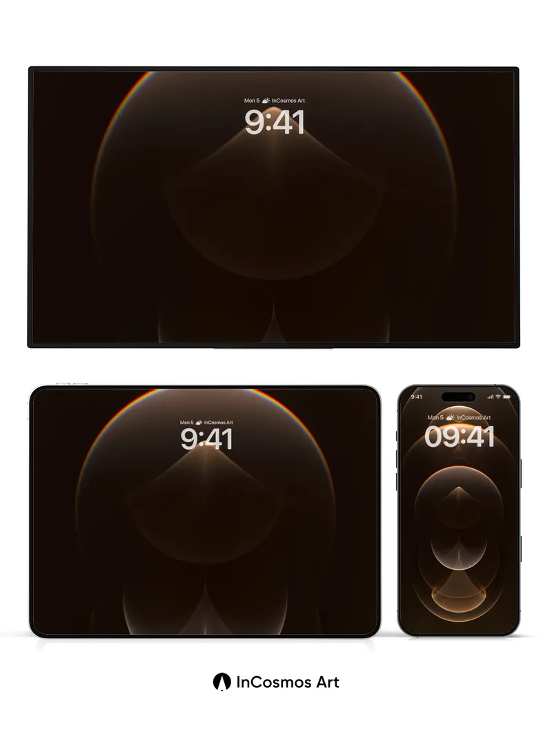 Luminous Void Wallpaper with Rainbow Edges