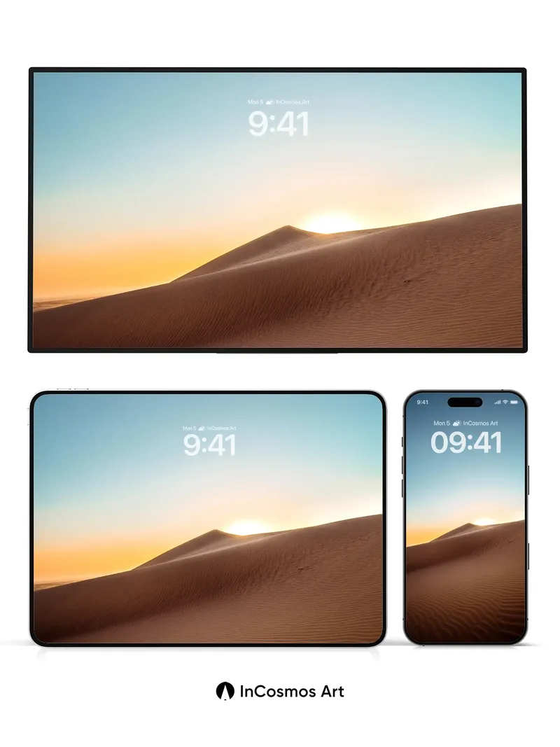 Serenity Dune Wallpaper with Golden Horizon