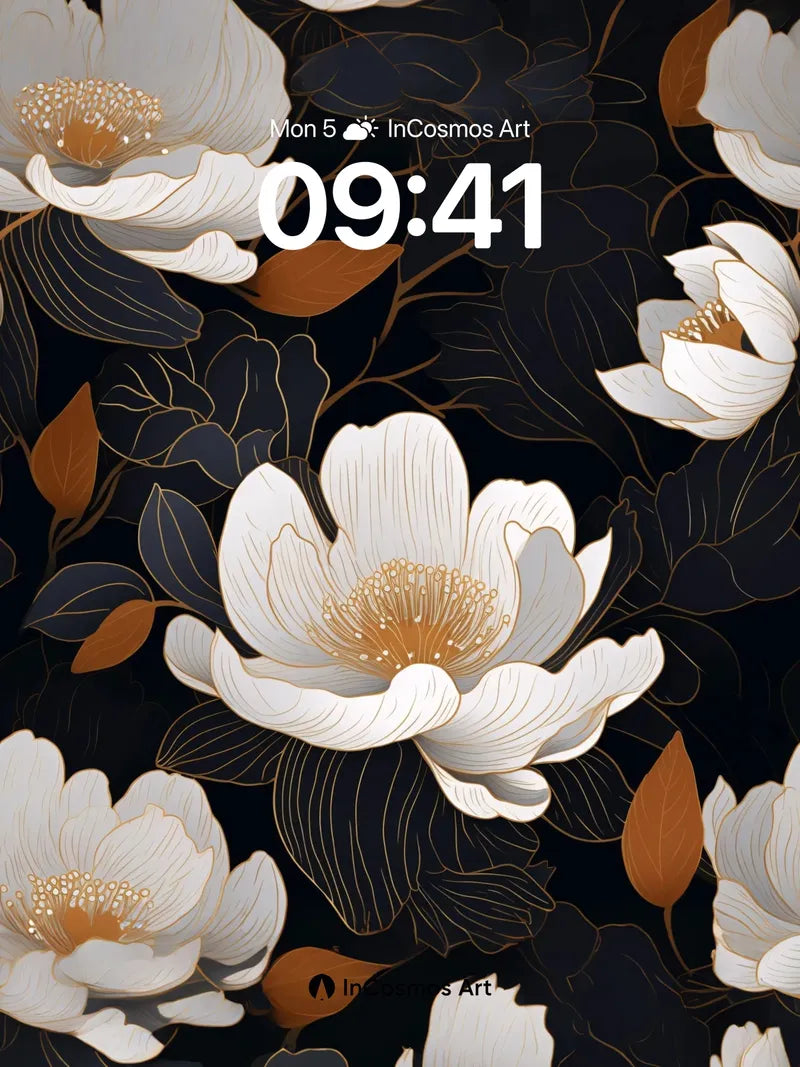 Nocturnal Bloom Wallpaper with Golden Veins wallpaper for iPhone, iPad & Mac