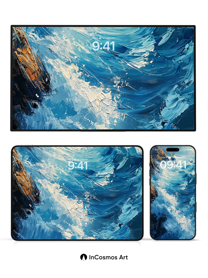 Turquoise Surge Wallpaper with Coastal Thunder