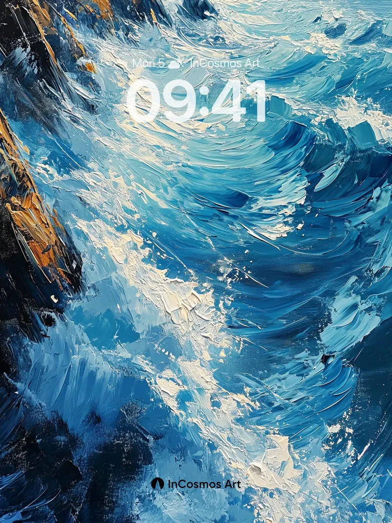 Turquoise Surge Wallpaper with Coastal Thunder