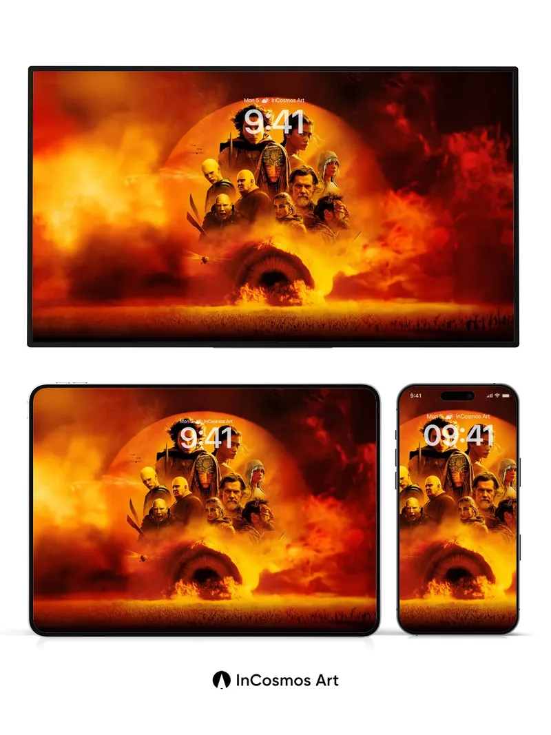 Ember Crown Wallpaper with Warrior Silhouettes