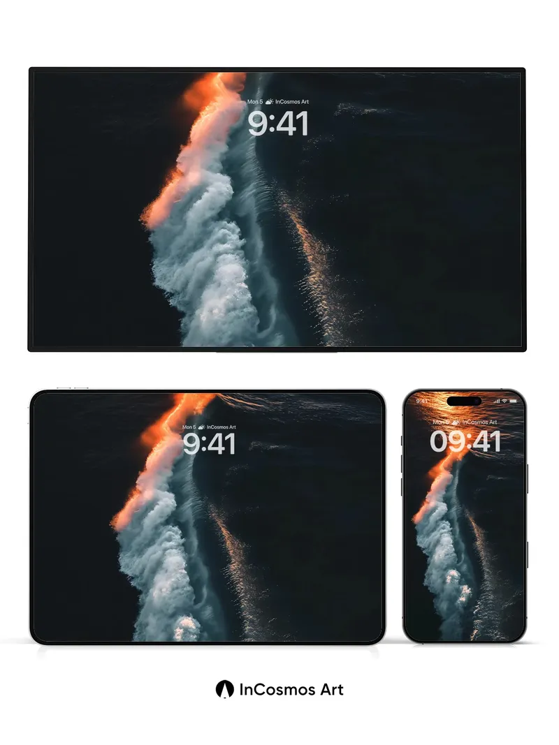 Crimson Wave Wallpaper with Liquid Fire Trail