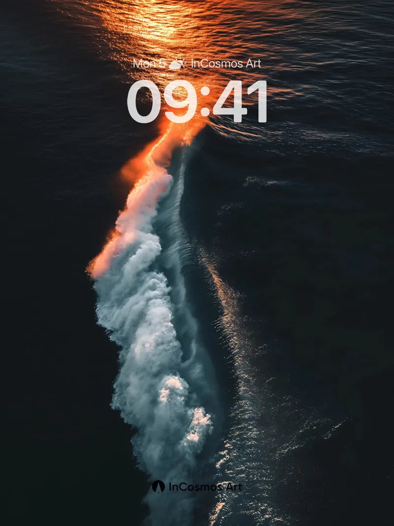 Crimson Wave Wallpaper with Liquid Fire Trail