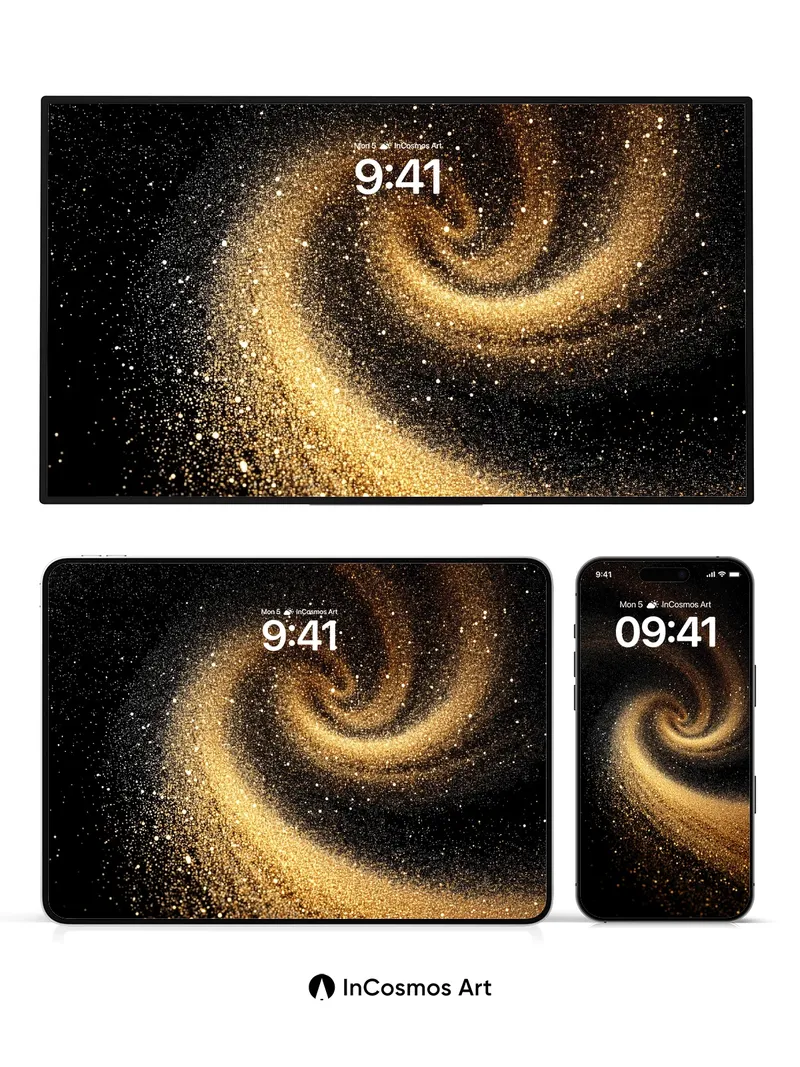 Golden Whirlpool Wallpaper with Cosmic Dust