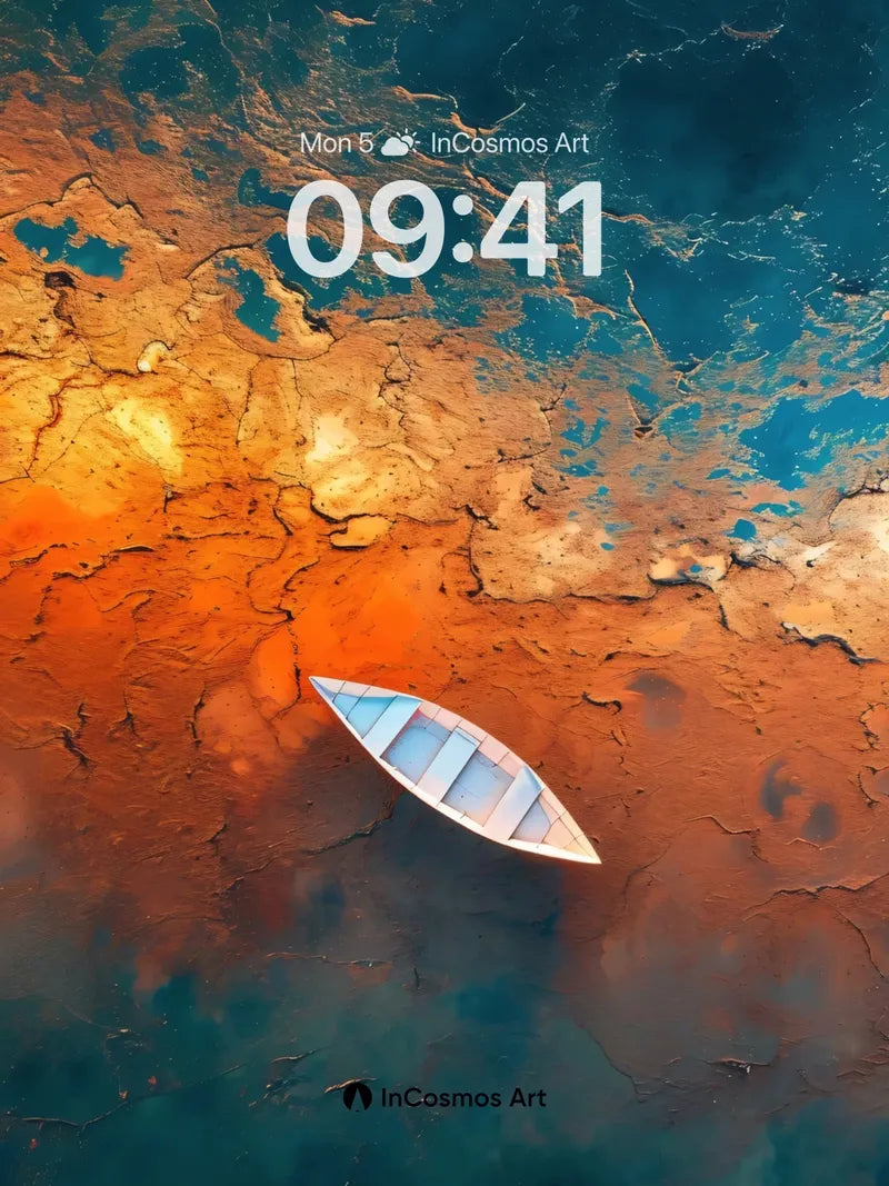 Surreal Drift Wallpaper with Floating Canoe