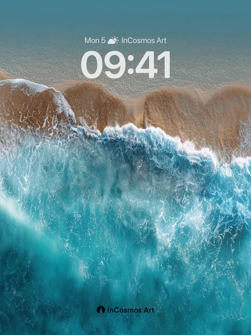 Turquoise Surge Wallpaper with Foaming Crests