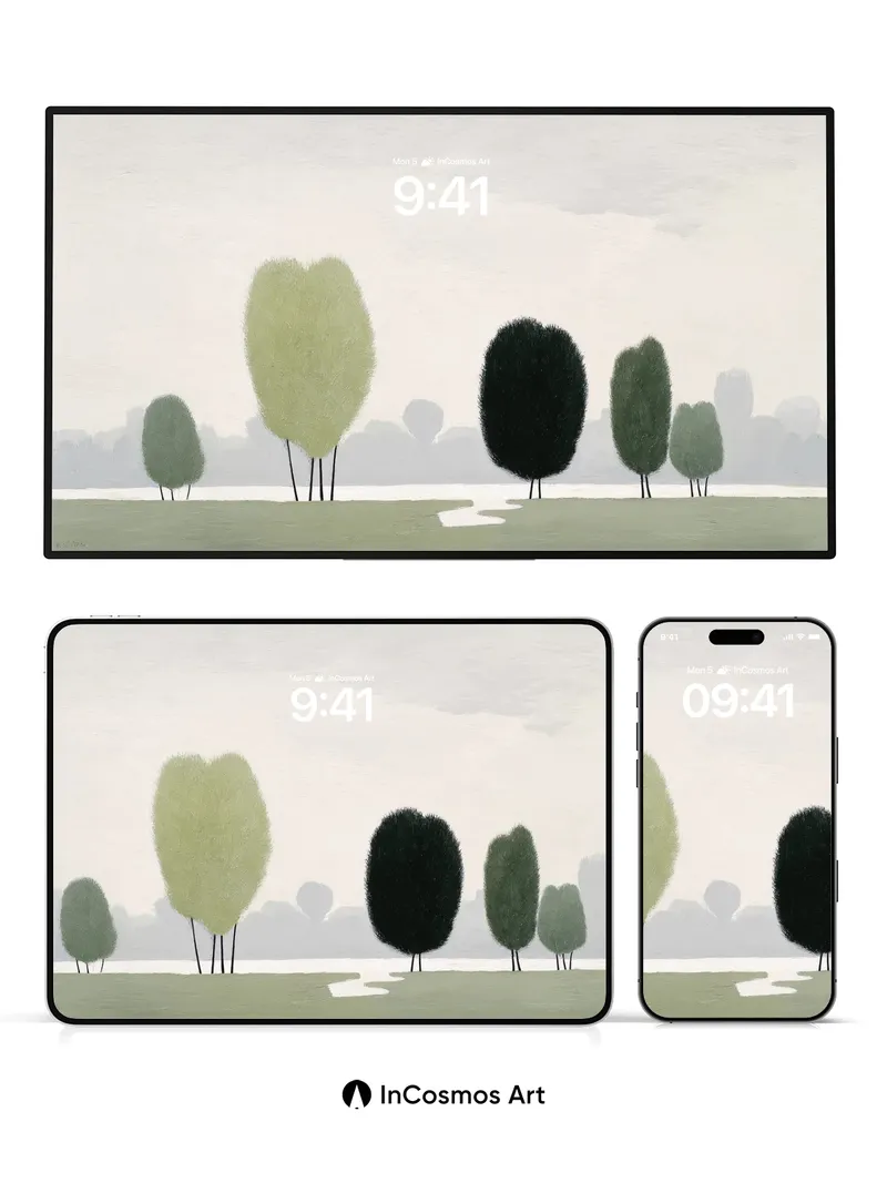 Muted Silence Wallpaper with Floating Canopies