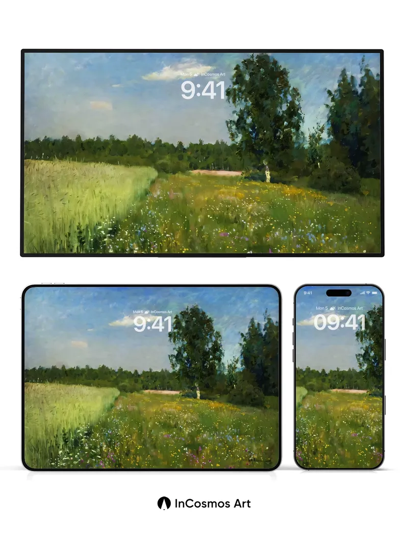 Serenity Meadow Wallpaper with Whispering Light