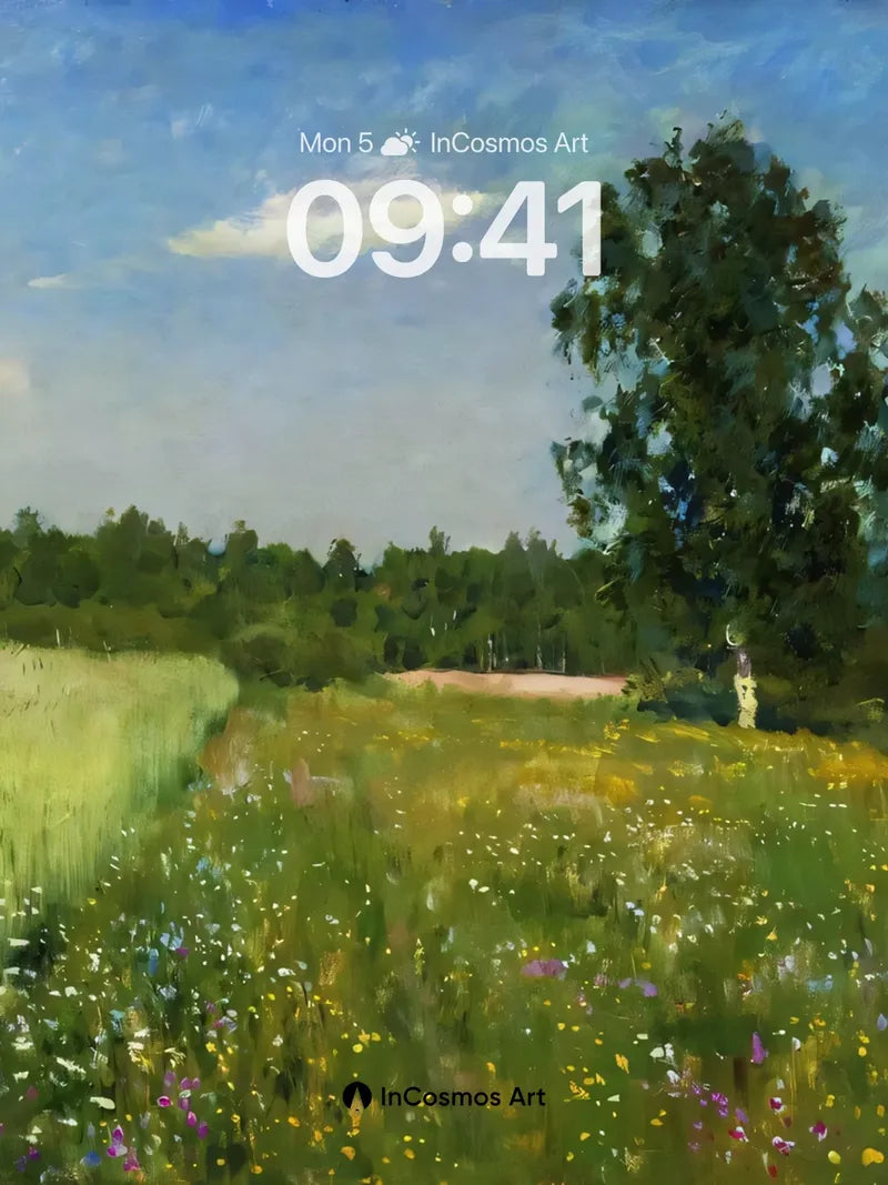 Serenity Meadow Wallpaper with Whispering Light