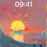 Crimson Horizon Wallpaper with Floating Flames wallpaper for iPhone, iPad & Mac
