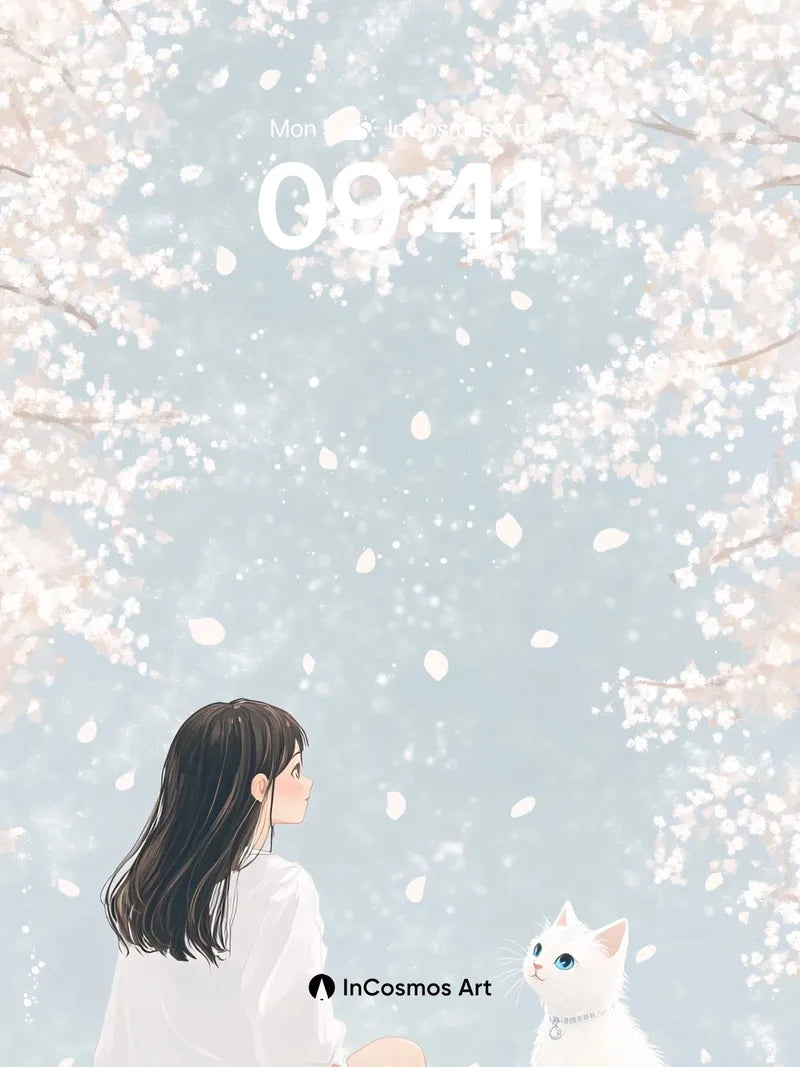 Serenity Bloom Wallpaper with Cherry Petal Drift wallpaper for iPhone, iPad & Mac