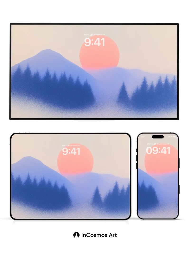 Serene Horizon Wallpaper with Mist-Covered Peaks