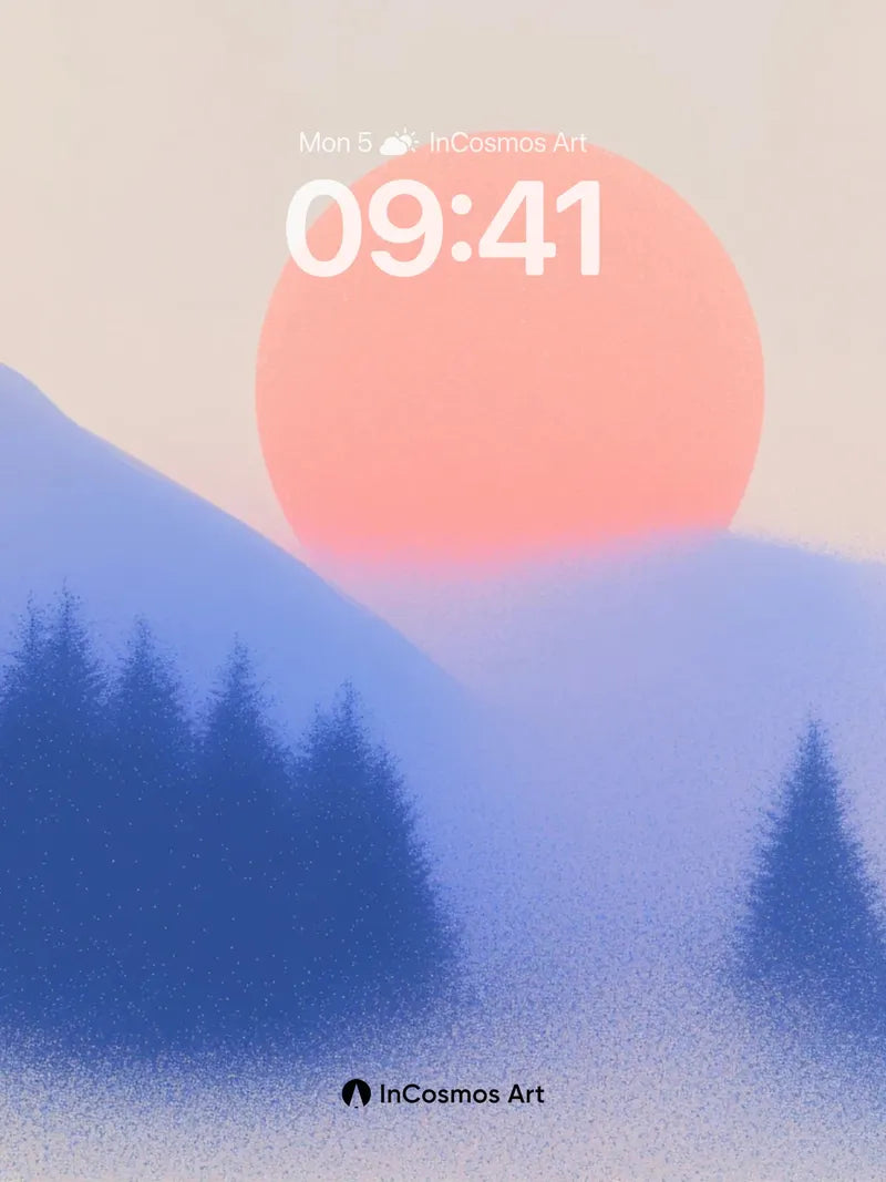 Serene Horizon Wallpaper with Mist-Covered Peaks