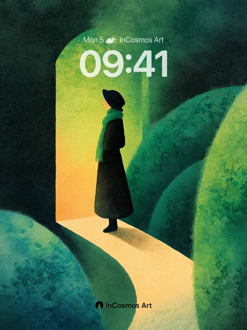 Emerald Solitude Wallpaper with Gradient Haze wallpaper for iPhone, iPad & Mac