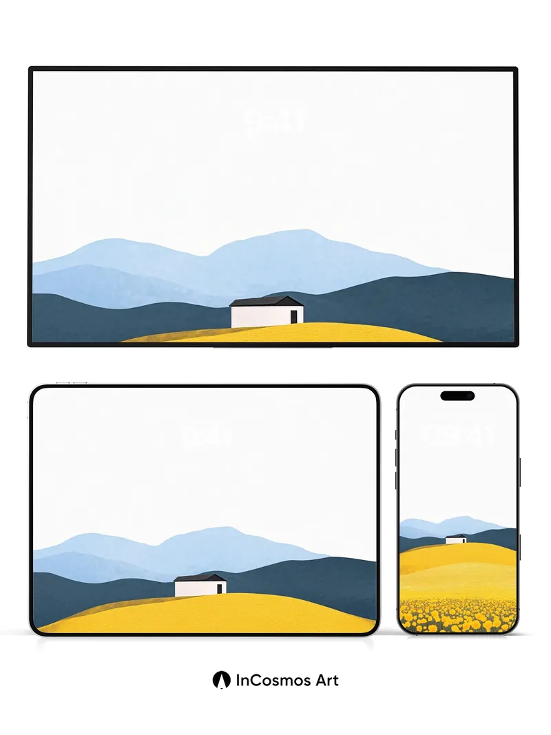 Golden Hush Wallpaper with Distant Peaks