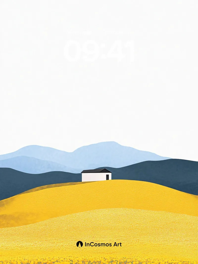 Golden Hush Wallpaper with Distant Peaks