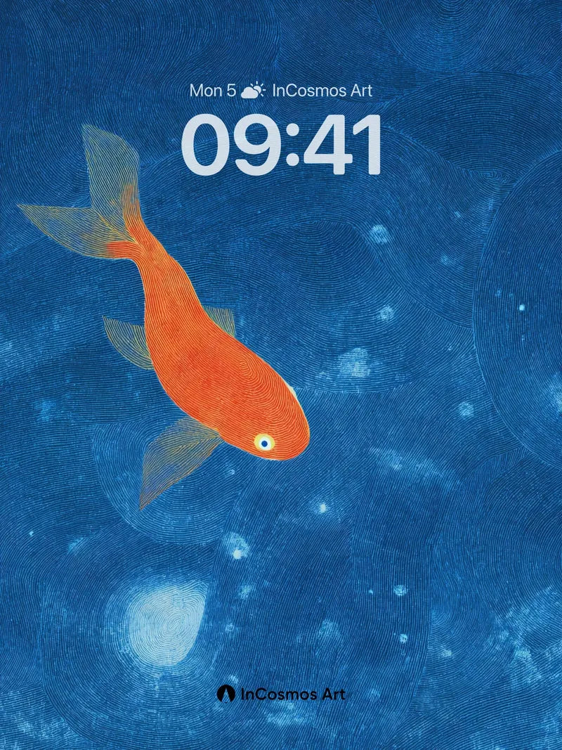 Calm Depths Wallpaper with Floating Goldfish