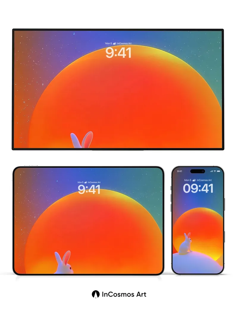 Serenity Hare Wallpaper with Cosmic Sunset