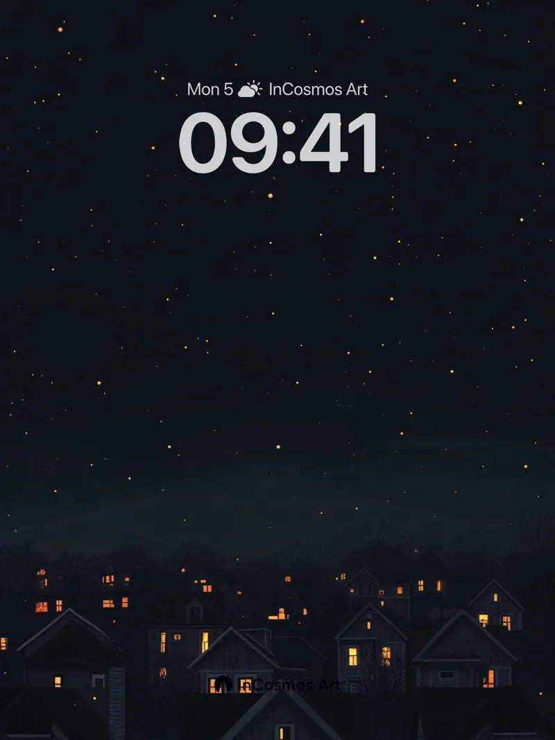 Starry Silence Wallpaper with Warm Windows
