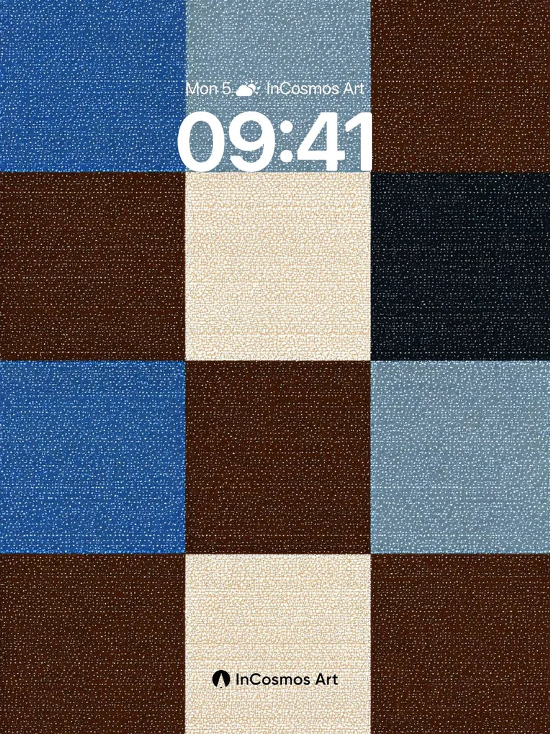 Textured Grid Wallpaper with Earth-Toned Blocks