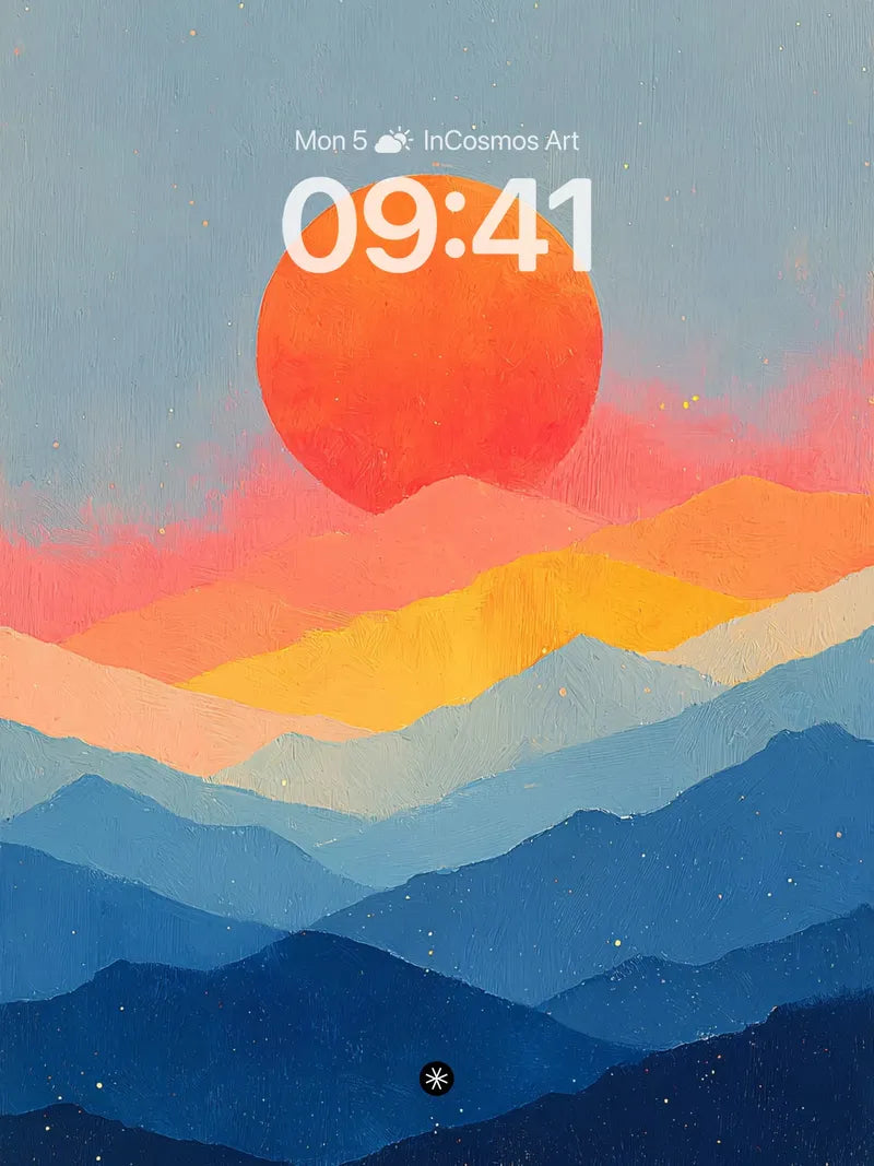 Amber Horizon Gradient Wallpaper with Layered Mountains wallpaper for iPhone, iPad & Mac