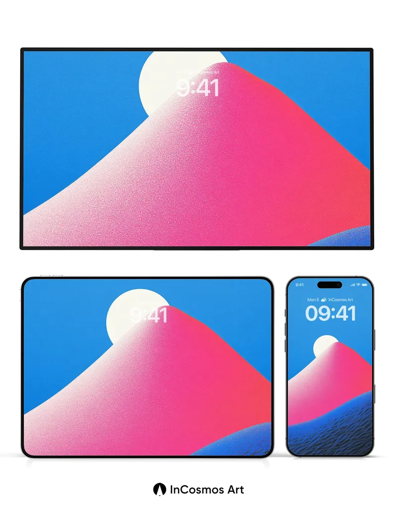 Crimson Summit Wallpaper with Celestial Glow