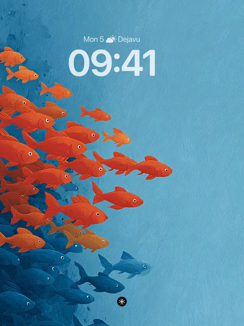 Oceanic Gradient Fish School Wallpaper
