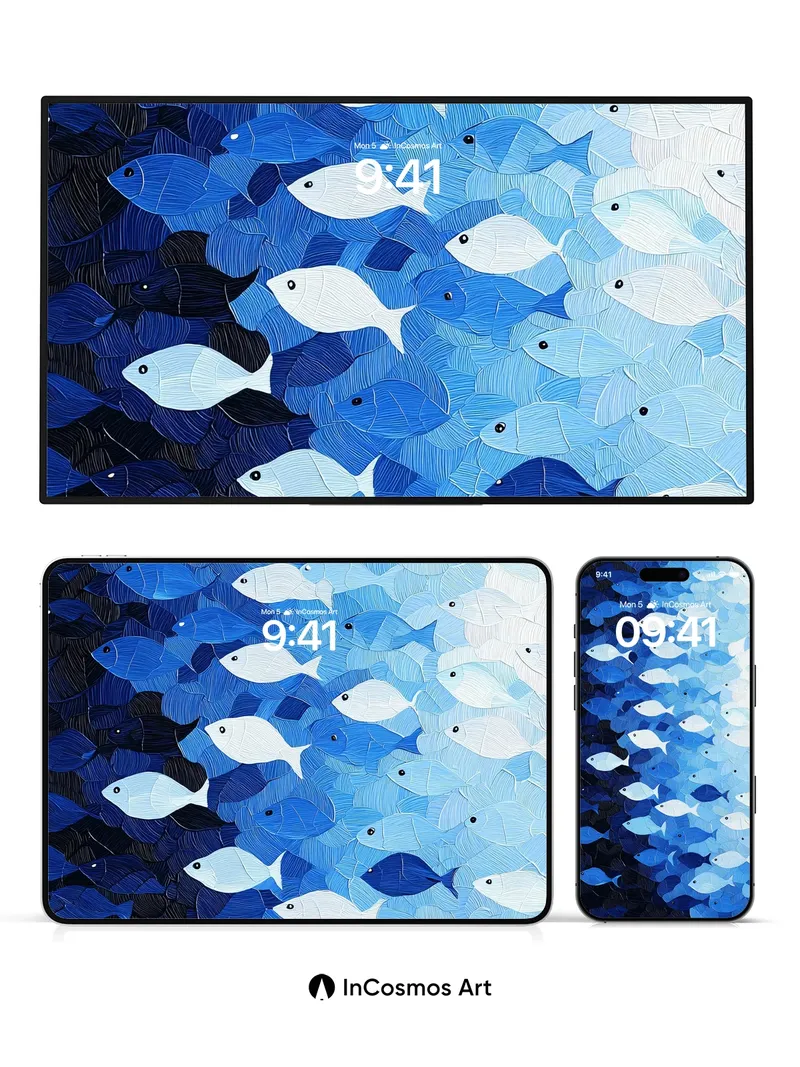 Serenity Swarm Wallpaper with Oceanic Gradient