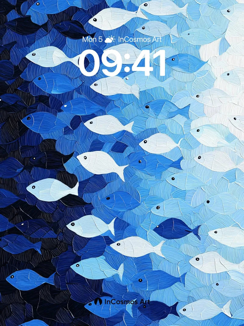 Serenity Swarm Wallpaper with Oceanic Gradient