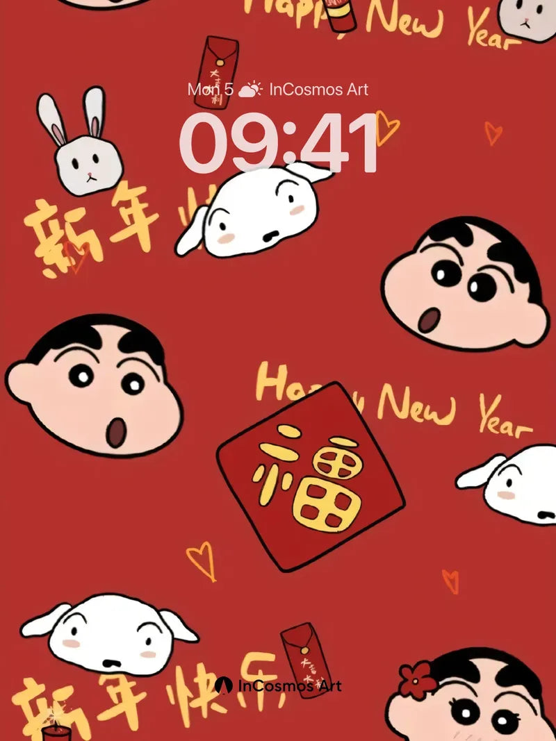 Playful Crayon Anime Wallpaper with Festive Charms wallpaper for iPhone, iPad & Mac