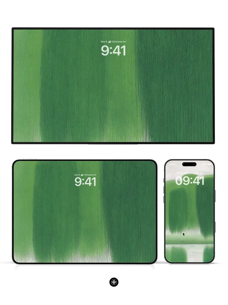 Serene Green Mist Wallpaper with Solitary Figure