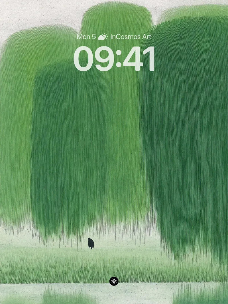 Serene Green Mist Wallpaper with Solitary Figure