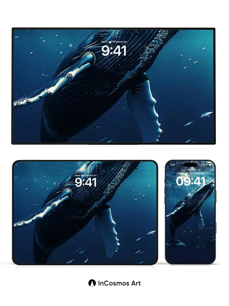 Deep Serenity Whale Wallpaper with Oceanic Breath