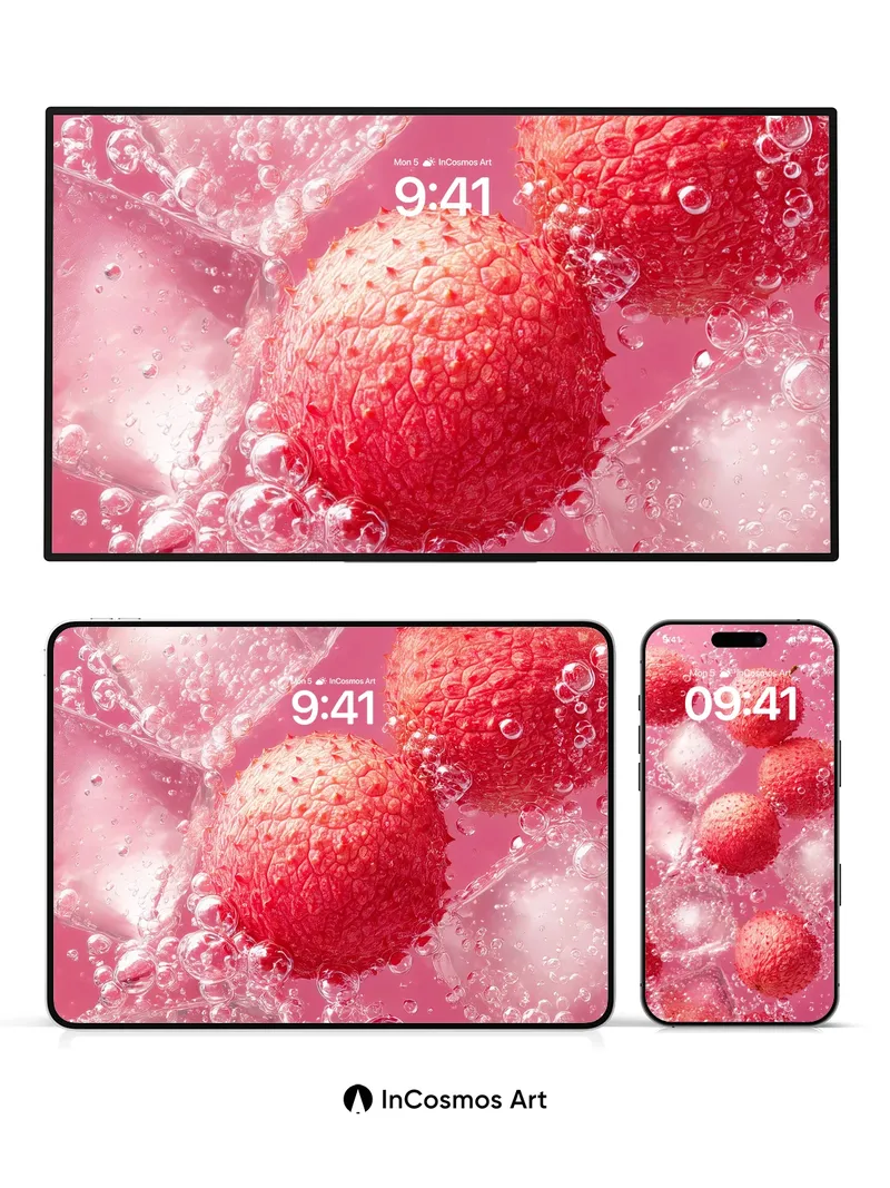 Bubbly Litchi Wallpaper with Ice Crystals