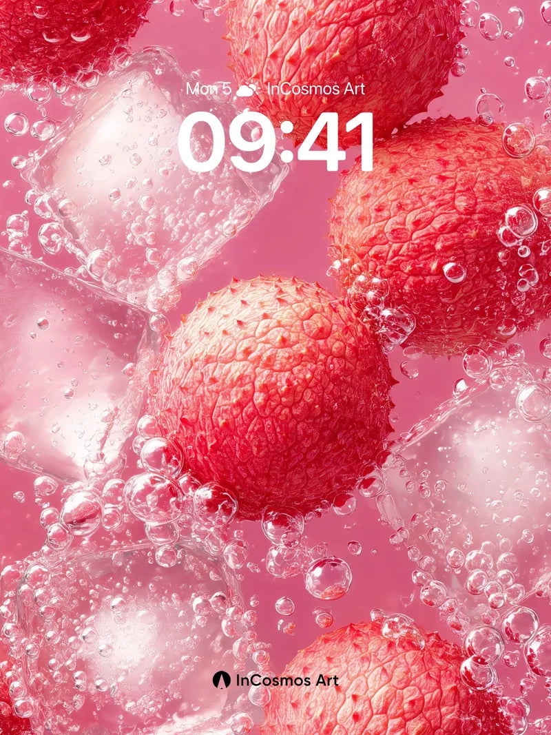 Bubbly Litchi Wallpaper with Ice Crystals