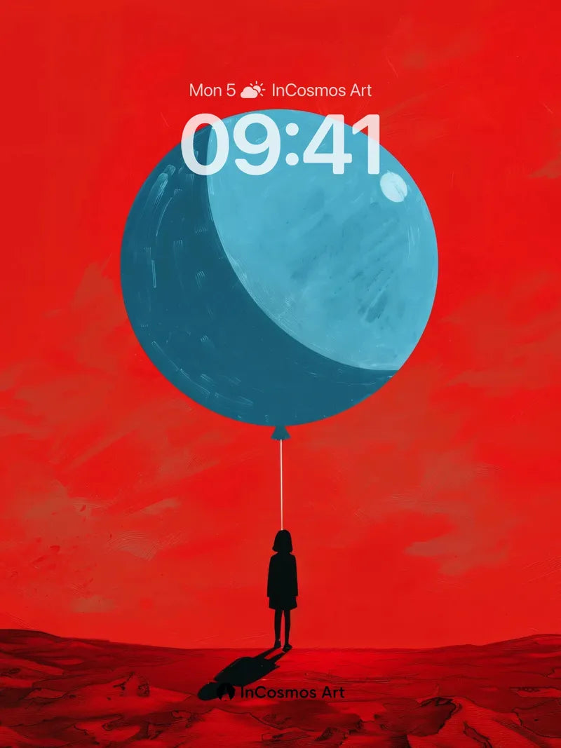 Crimson Horizon Wallpaper with Celestial Balloon