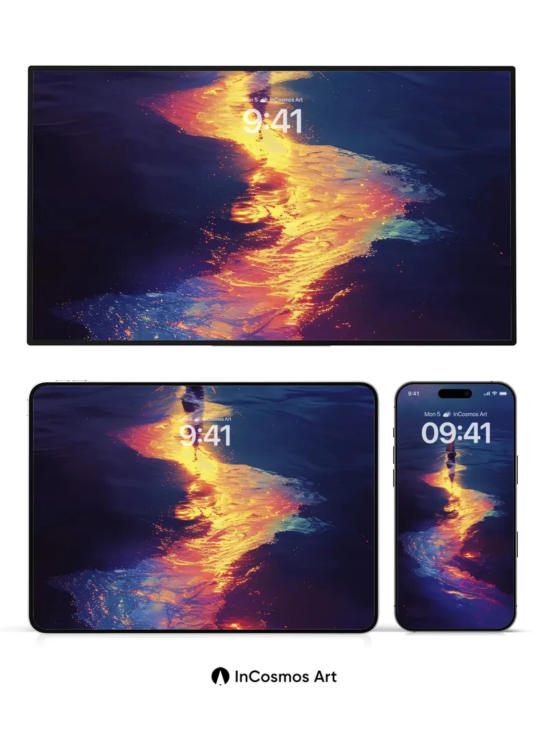 Serenity Sails Wallpaper with Liquid Light Trail