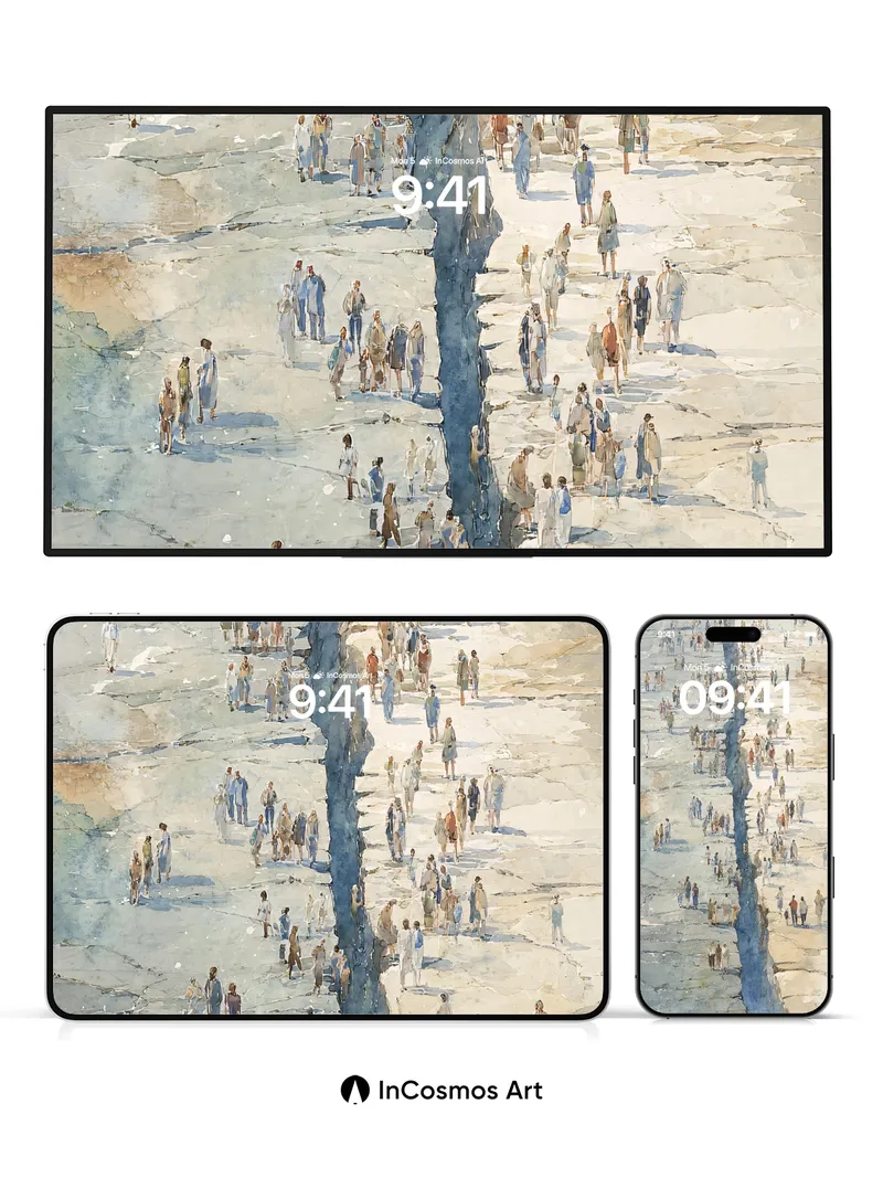 Surreal Divide Wallpaper with Crowds of Light