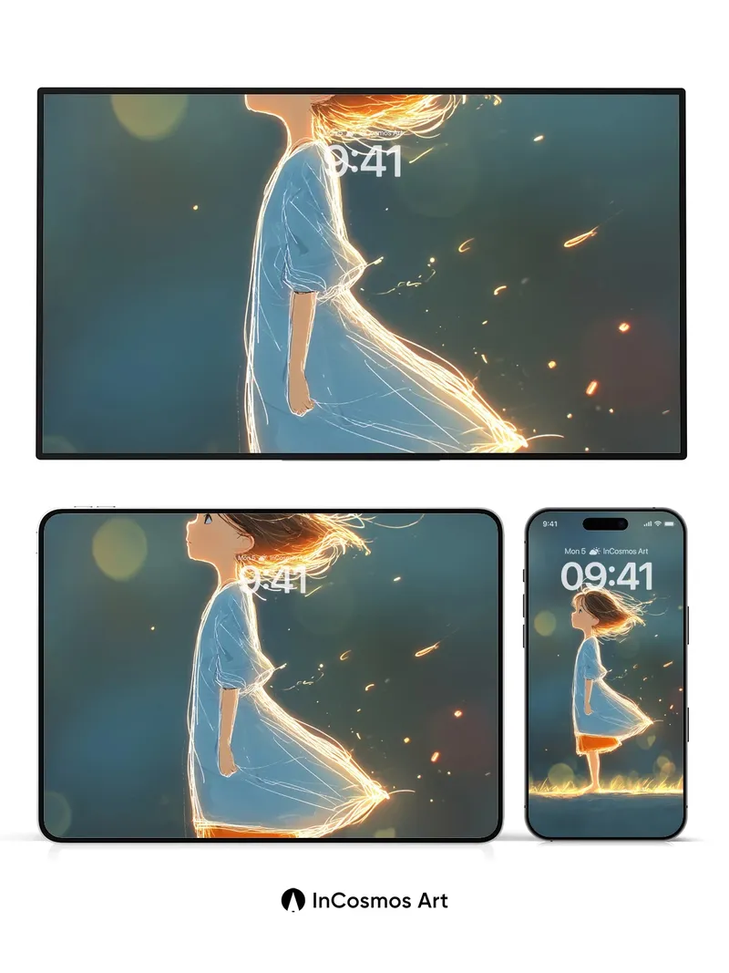 Golden Whispers Wallpaper with Floating Light