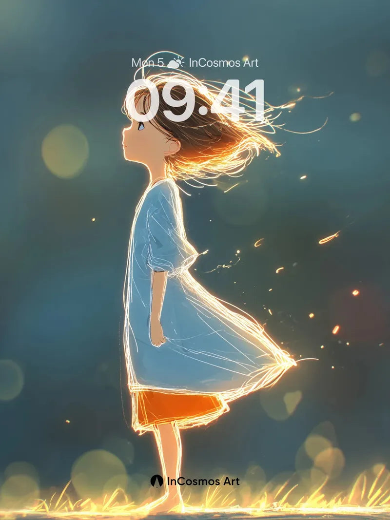 Golden Whispers Wallpaper with Floating Light