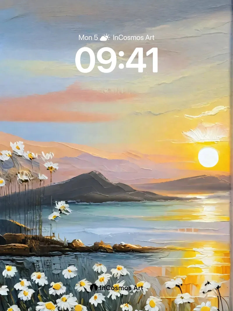 Golden Hush Wallpaper with Daisy Fields