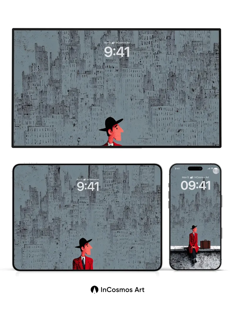 Lonely Moonlight Wallpaper with City Silhouettes