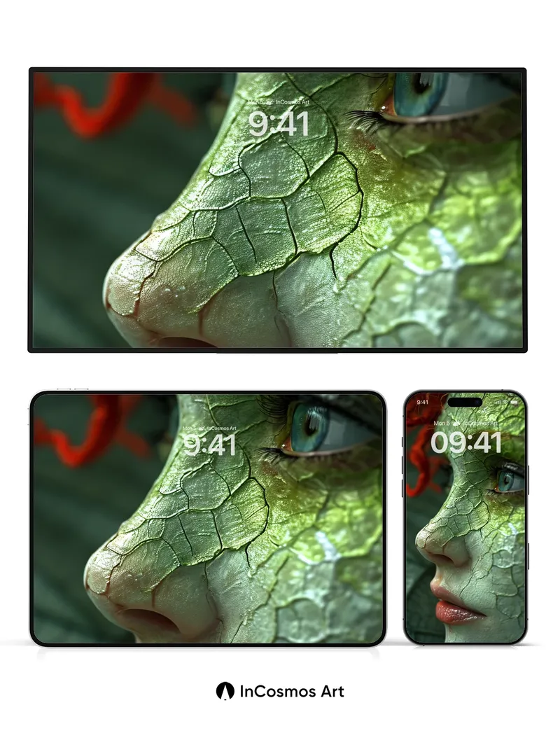 Serpentine Gaze Wallpaper with Living Scales