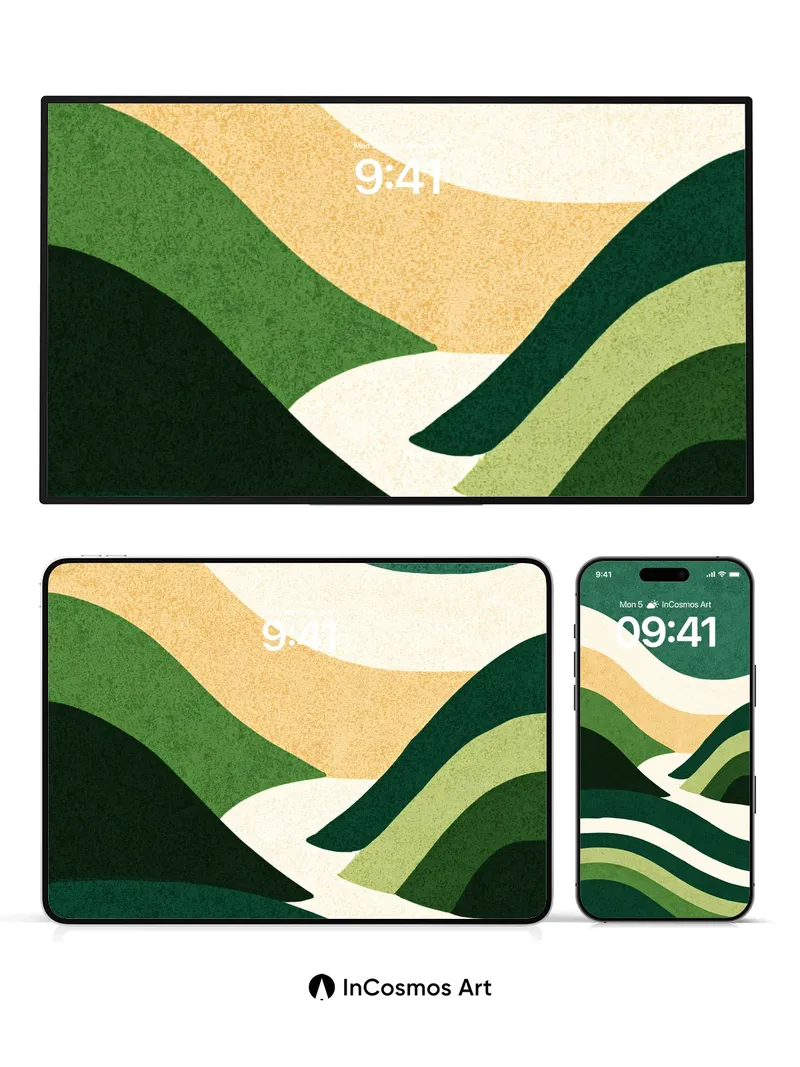 Serenity Wave Wallpaper with Earth-Toned Flow